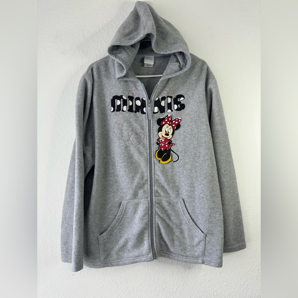 DISNEY Women Minnie Mouse Fleece Hoodie 1X Oversized Full Zip Sweatshirt - Picture 3 of 11